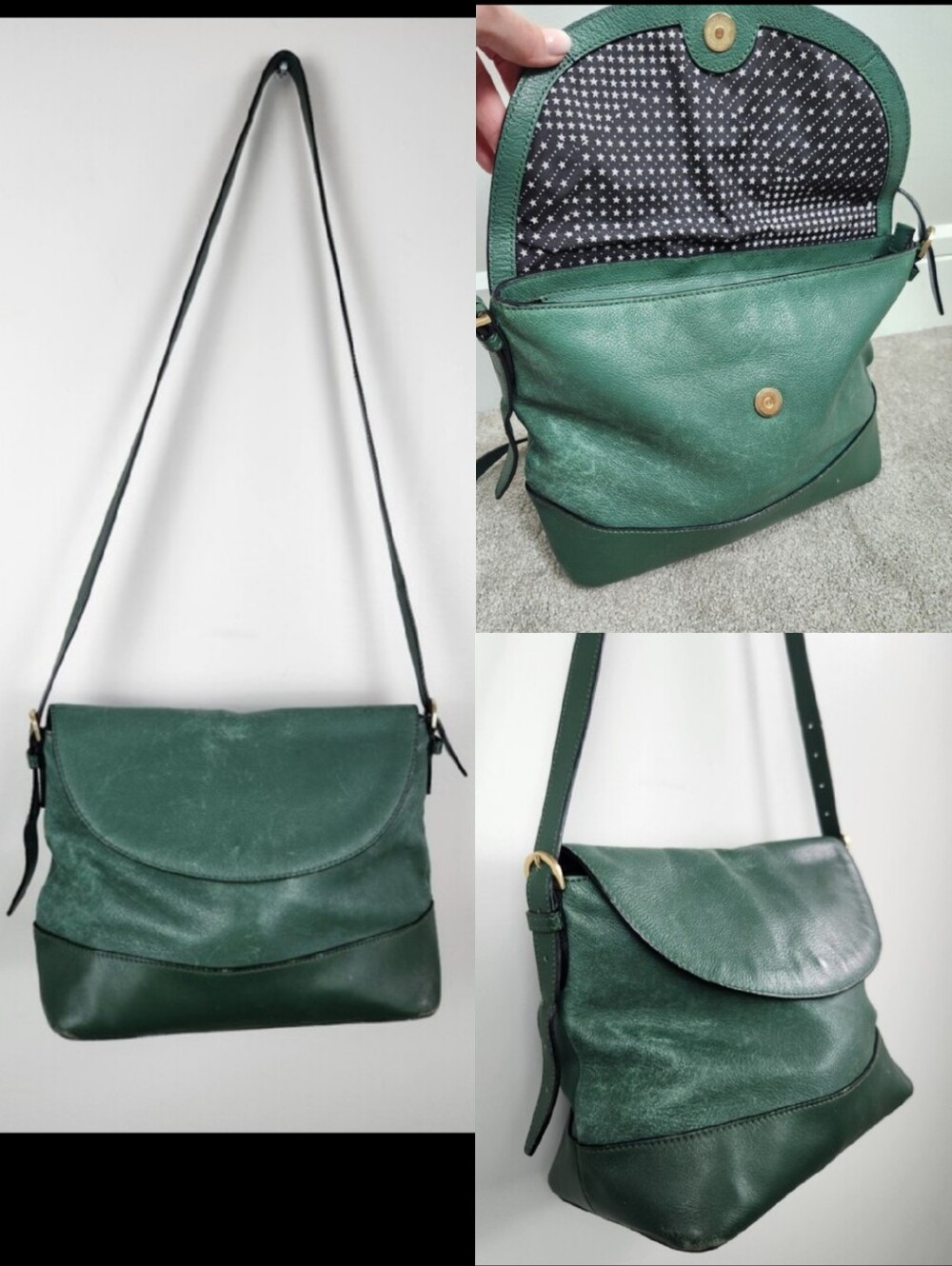 Kate Spade Saturday Green Leather Saturday Shoulder Bag Cross Body Purse Classic